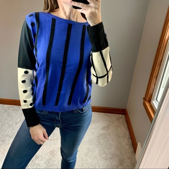 BORDADO Knits Stripe Polka Dot Pima Cotton Sweater - Picture 1 of 6